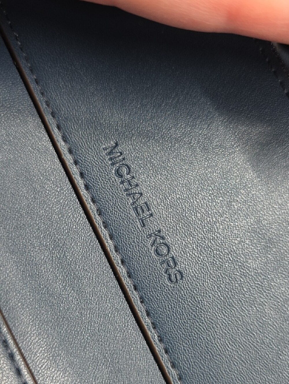 Michael Kors Navy Monogram Continental Wallet with White Strap - Picture 2 of 6
